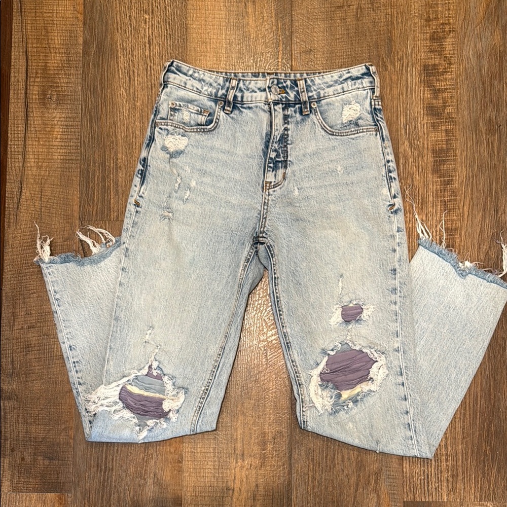Pilcro Blue Patterned Jeans